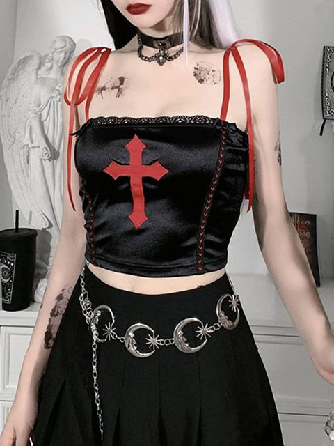 Cross Print Vest - Anagoc