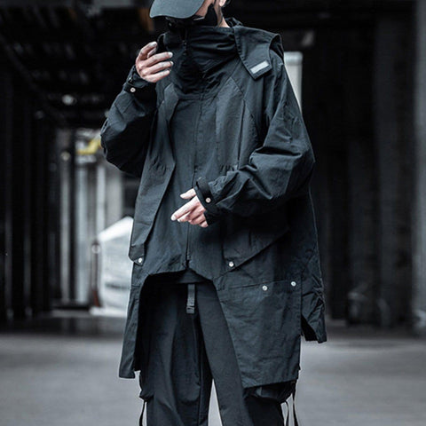 Dark Functional Patchwork Jacket - Anagoc