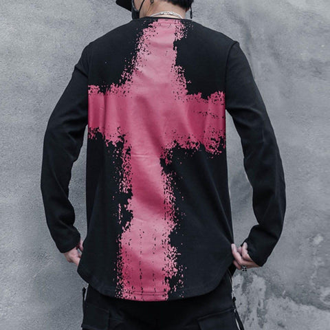 Dark Cross Print Sweatshirt - Anagoc