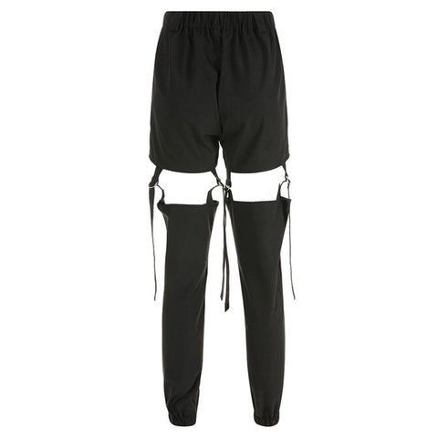 Combat Removable Buckle Hollow Out Pants - Anagoc