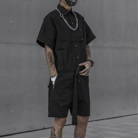 Functional Button Belt Jumpsuit - Anagoc
