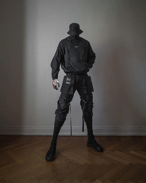 Function Multi Pockets Ribbons Pants - Anagoc