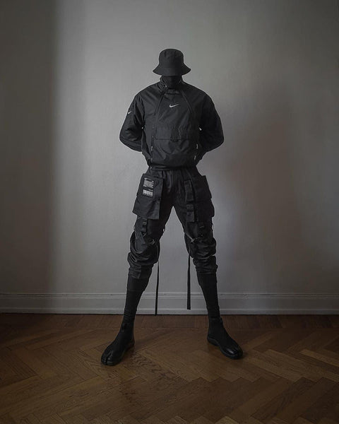 Function Multi Pockets Ribbons Pants - Anagoc