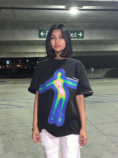 Distorted Portrait Graphic Cotton Tee - Anagoc