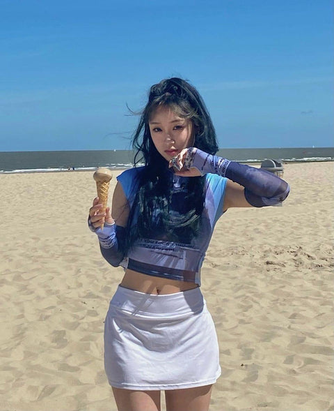 Future Transparent Print Cuff Shirt - Anagoc