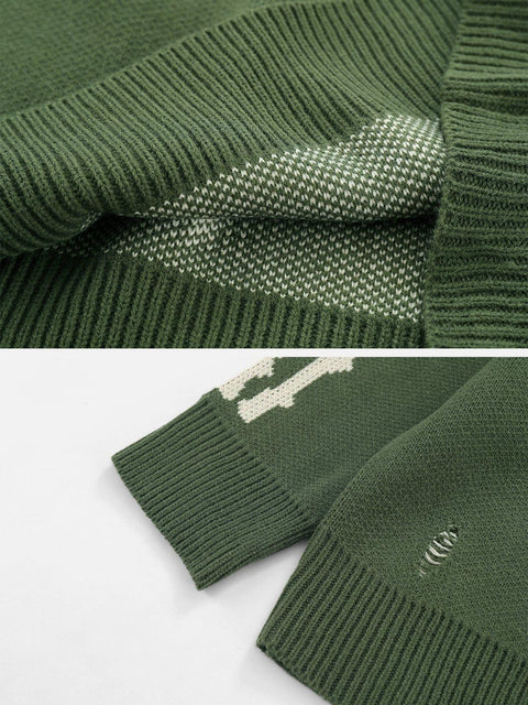 Fire Cross Letters Sweater - Anagoc