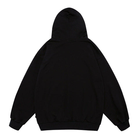 Alphabet Necklace Print Hoodie - Anagoc