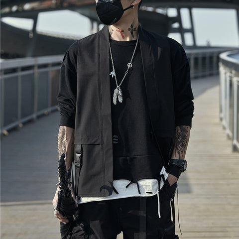 Combat Ribbons Cardigan Vest - Anagoc