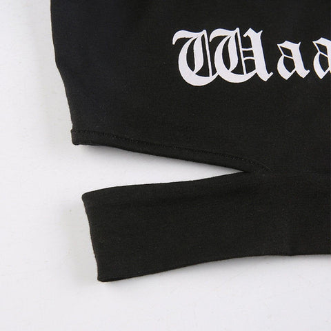 Asymmetric Hollowout Gothic Alphabet Vest - Anagoc