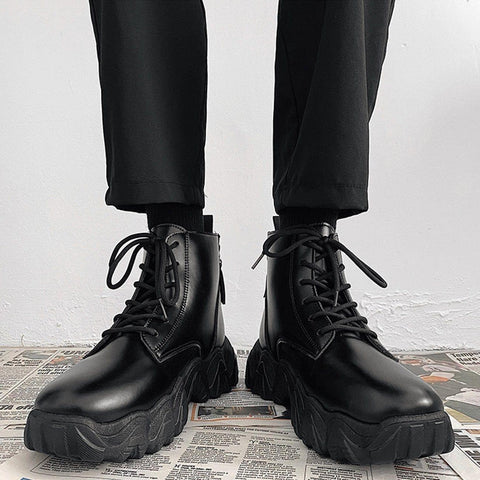 Zip Locomotive Mid-top PU Boots - Anagoc