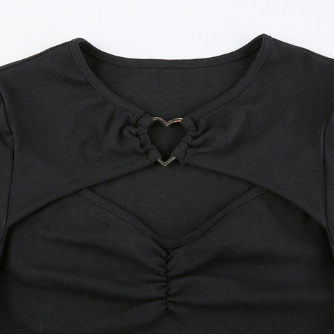 Heart Metal Buckle Hollow Shirt - Anagoc