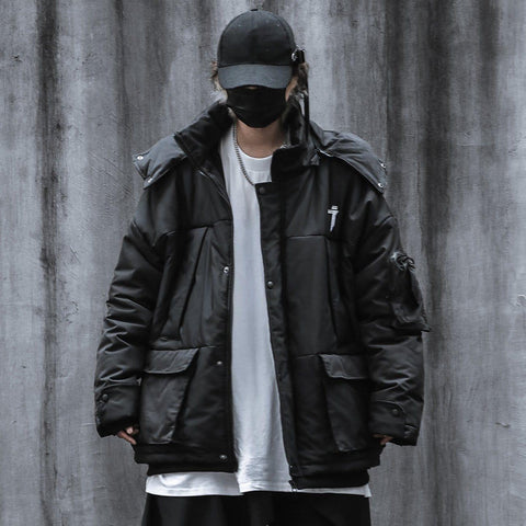 Hidden Flowers Zipper Winter Coat - Anagoc