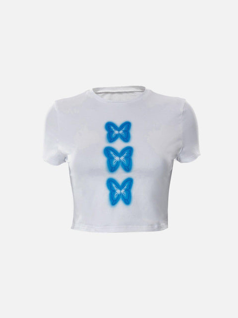 Doodle Butterfly Short Sleeve T Shirt - Anagoc