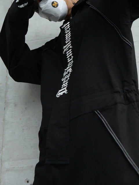 Embroidery Gothic Alphabet Jumpsuit - Anagoc