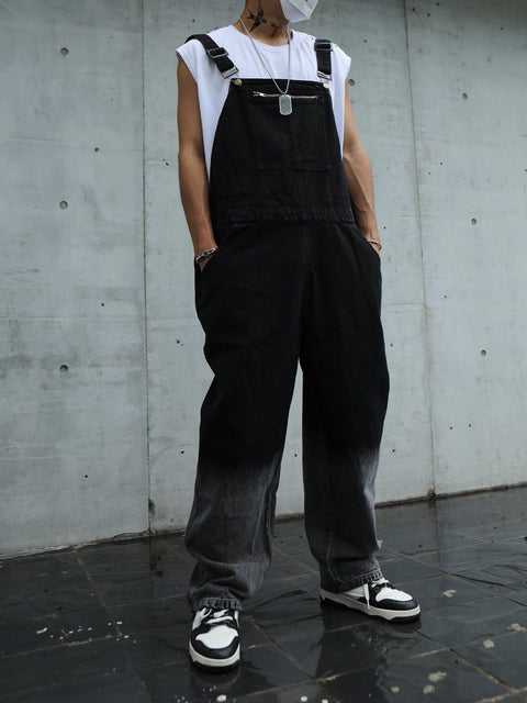 Washed Zip Up Overalls - Anagoc