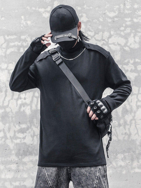 Solid Color Necklace Stand Collar Sweatshirt - Anagoc
