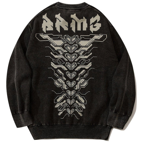 Mechanical Print Washed Sweatshirt - Anagoc