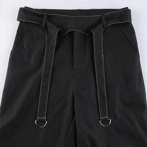 Lace-up High-waist Flared Pants - Anagoc