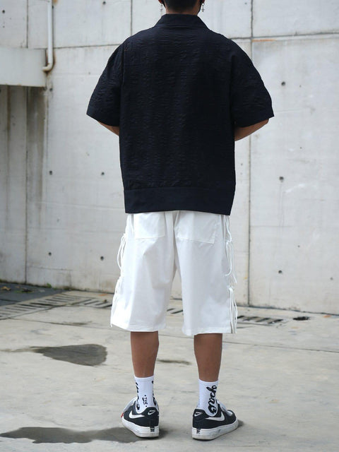 Chain Zip Up Short Sleeve Shirt - Anagoc