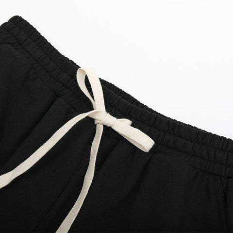 Dark Irregular Patchwork Cotton Shorts - Anagoc