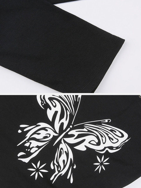 Detachable Irregular Suspenders Long Sleeve T Shirt - Anagoc