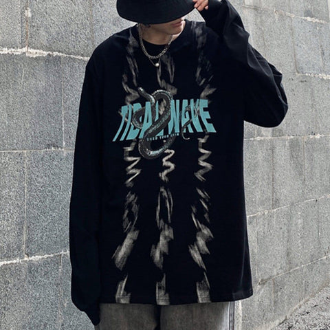Dark Unreal Snake Print Sweatshirt - Anagoc