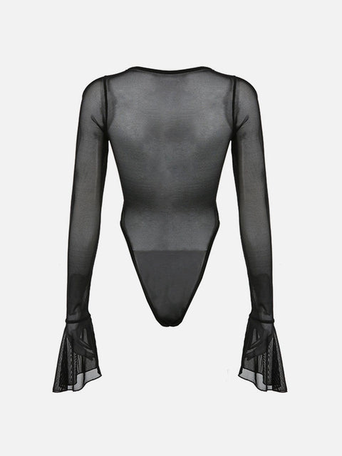 Horn Sleeve Mesh Bodysuit