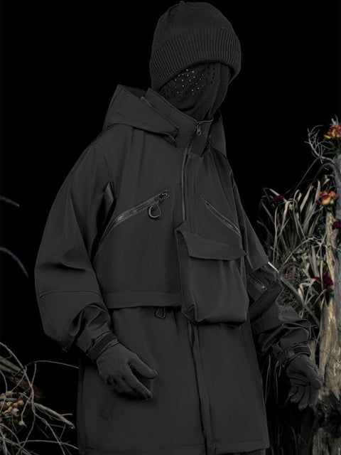 Detachable Patchwork Pocket Jacket - Anagoc