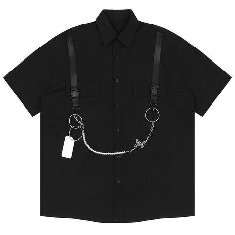 Dark Ribbon Chain Shirt - Anagoc