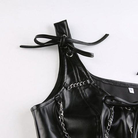 Gothic Chain Straps Hollowout Vest - Anagoc