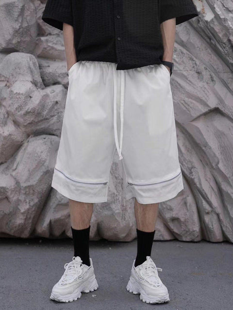 Zip Up Pant Leg Shorts - Anagoc
