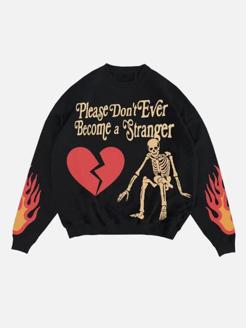 Flame Skeleton Knit Sweater - Anagoc
