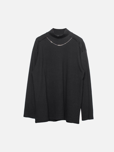 Solid Color Necklace Stand Collar Sweatshirt - Anagoc