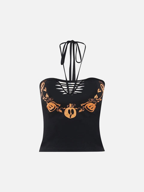 Halloween Pumpkin Print Vest - Anagoc