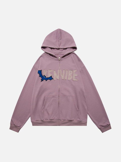 Skeleton Bat Zip Up Hoodie - Anagoc