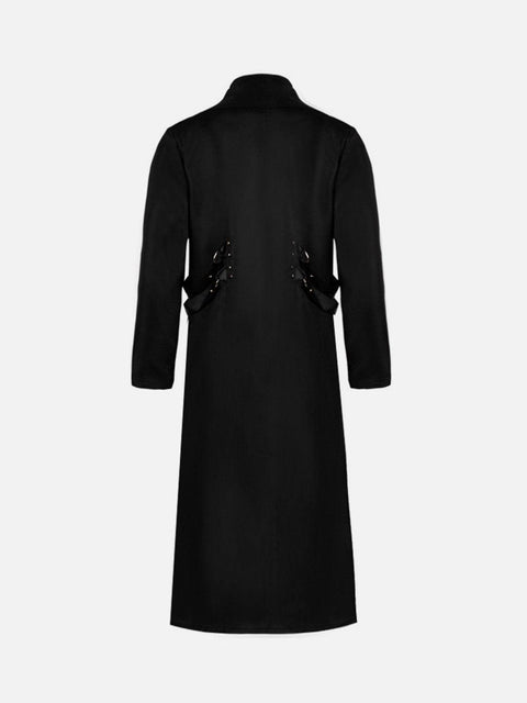 Punk Metal Ribbons Long Coat - Anagoc