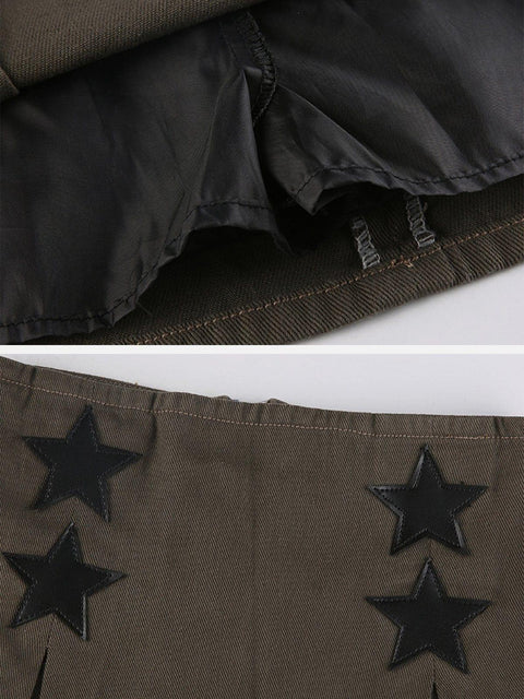 Embroidery Star Folds Skirt - Anagoc