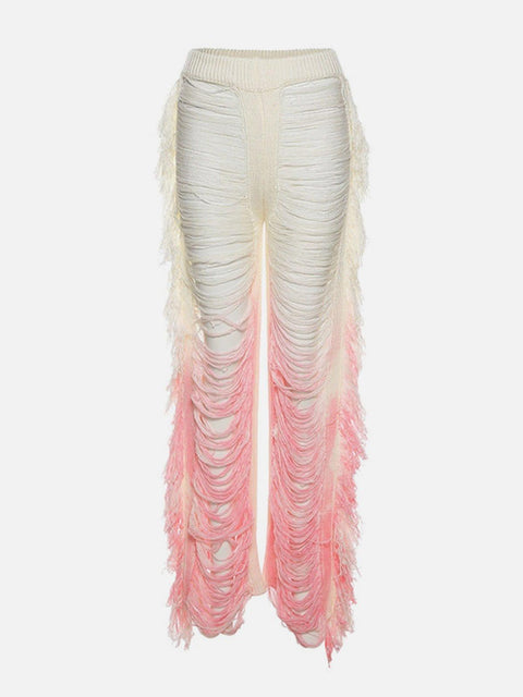 Hollow Hole Tassel Pants - Anagoc
