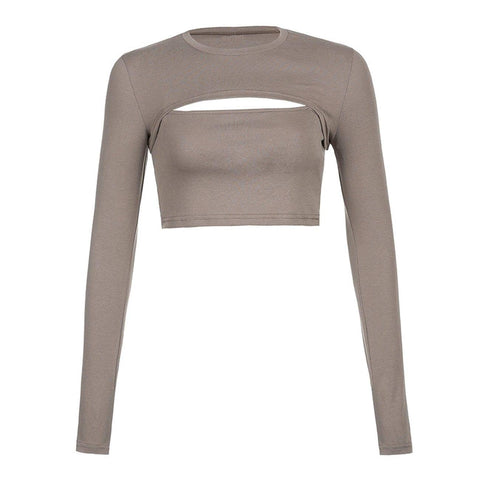 Sexy Suspenders Two Piece Long Sleeve T Shirt - Anagoc