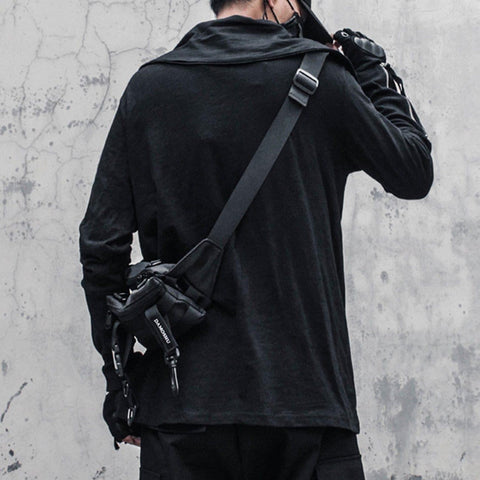 Dark Irregular Turtleneck Zipper Sweatshirt - Anagoc