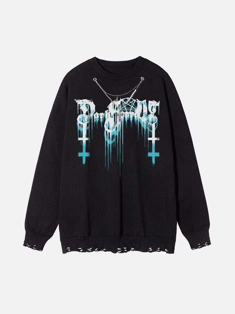 3D Gothic Alphabet Sweater - Anagoc