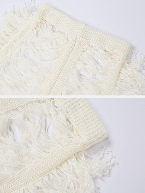 Hollow Hole Tassel Pants - Anagoc