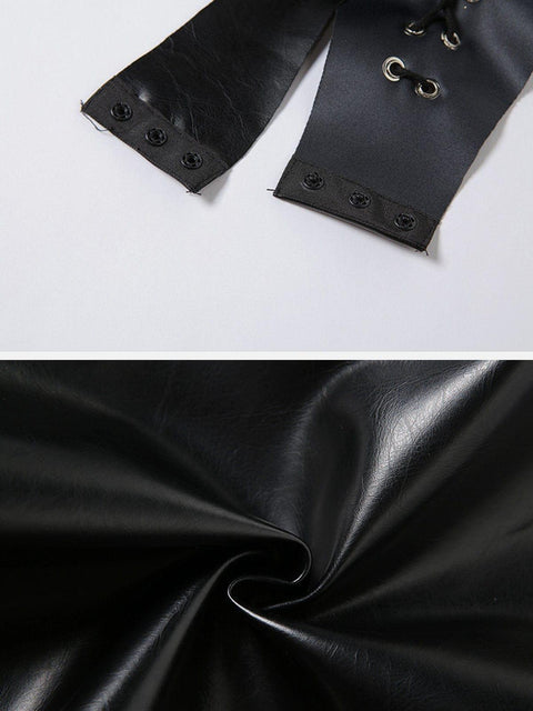 Sexy Bandage PU Jumpsuit - Anagoc