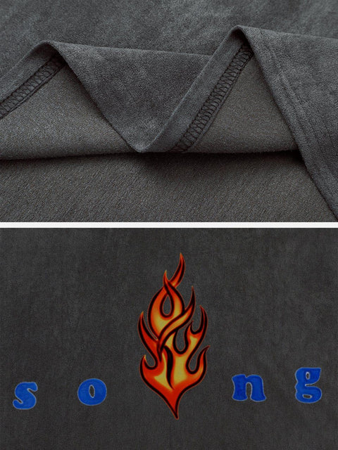 Necklace Flame Print Suede Vest - Anagoc