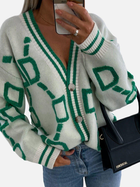 Letters "D" Knit Cardigan Sweater - Anagoc