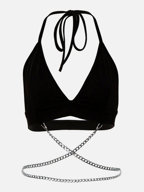 V-Ncek Halter Strap Chain Vest - Anagoc