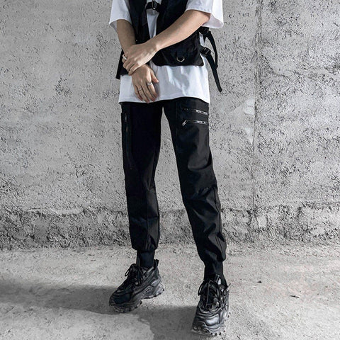 Multi Pockets Zipped Pants - Anagoc