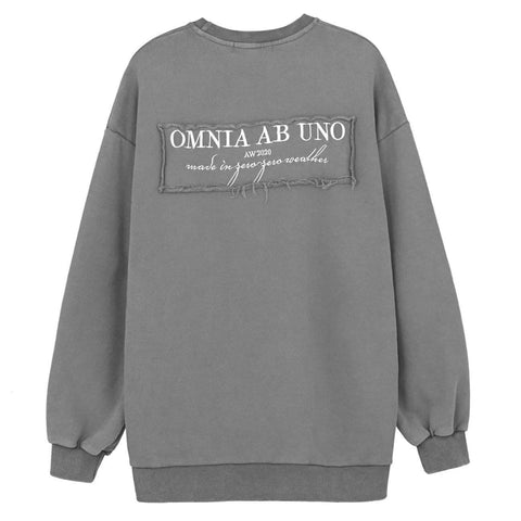 Dark Solid Patchwork Print Wash Sweatshirt - Anagoc