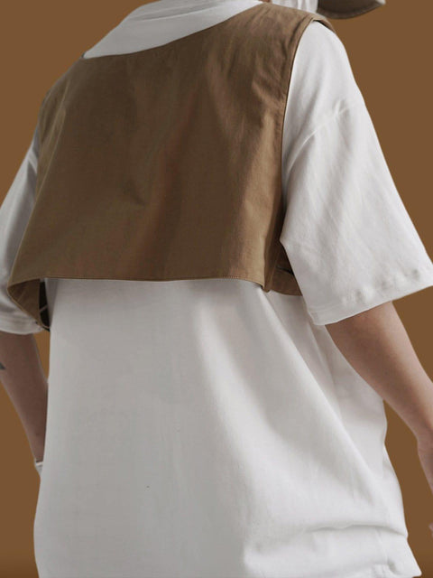 Detachable Vest Embroidery Tee - Anagoc