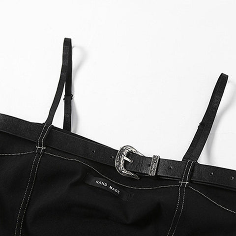 Dark Belt Buckle Slim Vest - Anagoc